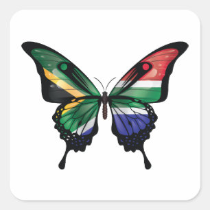 South African Swallowtail Butterfly Flag Square Sticker
