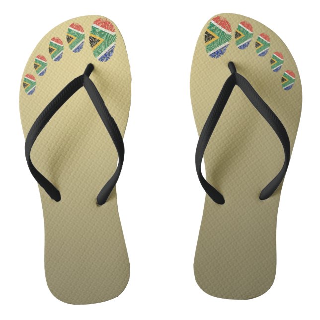 South African touch fingerprint flag Flip Flops (Footbed)