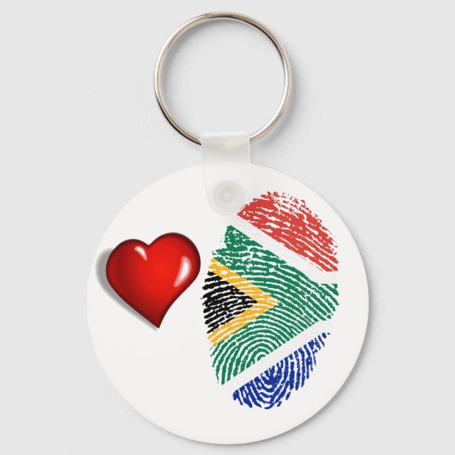 South African touch fingerprint flag Key Ring (Front)