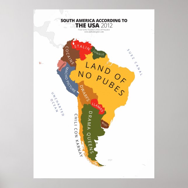 South America According to the USA Poster (Front)