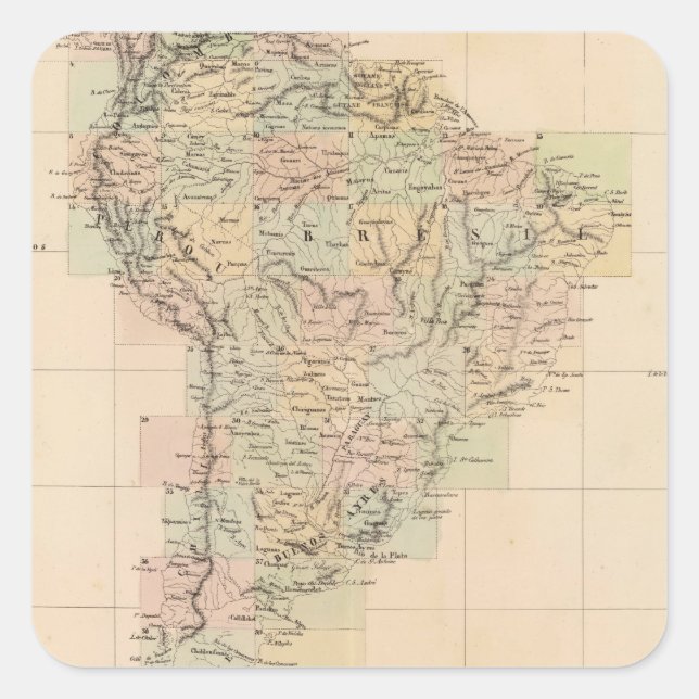 South America Assembly Map Square Sticker (Front)
