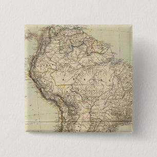 South America Atlas Map 15 Cm Square Badge