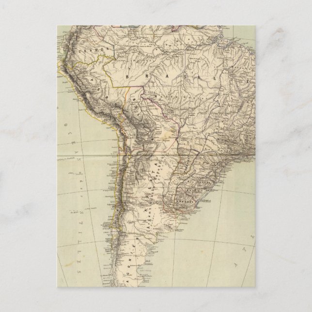 South America Atlas Map Postcard (Front)