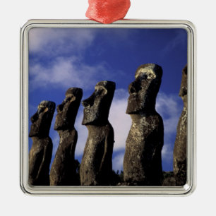 South America, Chile, Easter Island, Ahu Akiri. Metal Tree Decoration