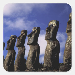 South America, Chile, Easter Island, Ahu Akiri. Square Sticker