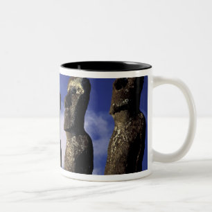 South America, Chile, Easter Island, Ahu Akiri. Two-Tone Coffee Mug