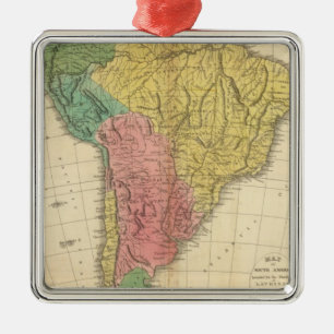 South America History Map Metal Tree Decoration