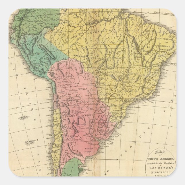 South America History Map Square Sticker (Front)