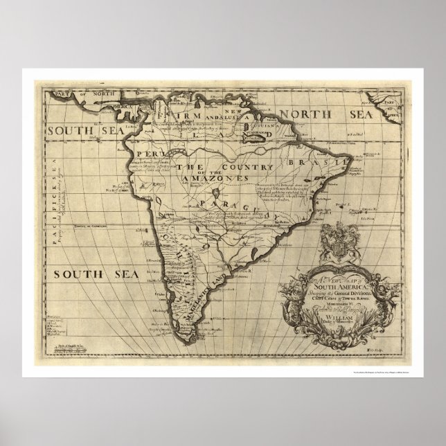 South America Map 1700 Poster (Front)