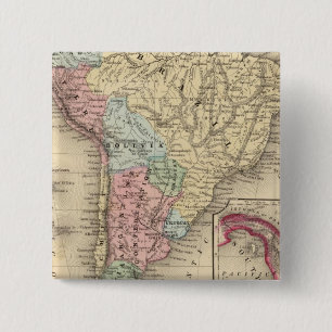 South America Map by Mitchell 15 Cm Square Badge