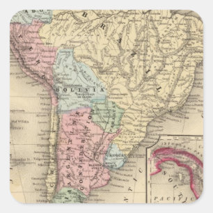 South America Map by Mitchell Square Sticker