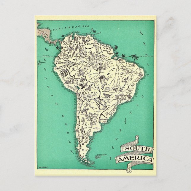 South America Map Postcard (Front)
