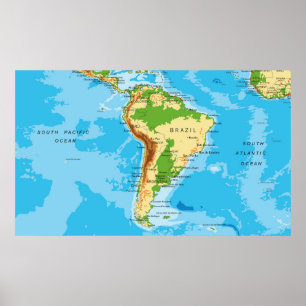 South America Map Poster