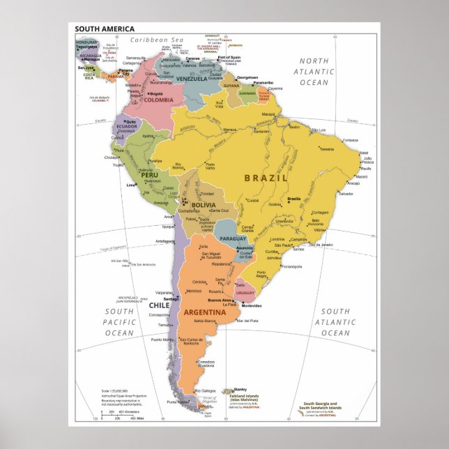 South America Map Poster (Front)