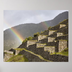 South America, Peru, Machu Picchu. Rainbows over Poster