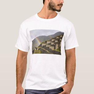 South America, Peru, Machu Picchu. Rainbows over T-Shirt