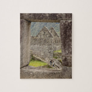 South America, Peru, Machu Picchu. Two tourists Jigsaw Puzzle