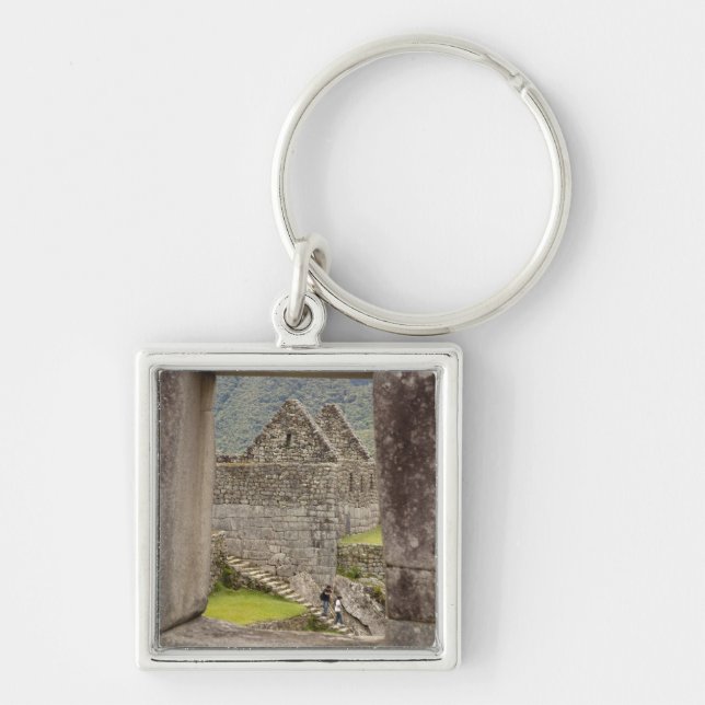 South America, Peru, Machu Picchu. Two tourists Key Ring (Front)