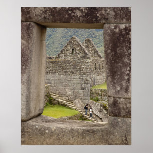 South America, Peru, Machu Picchu. Two tourists Poster