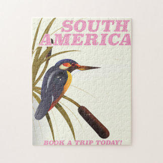 South America Vintage Kingfisher Travel print. Jigsaw Puzzle