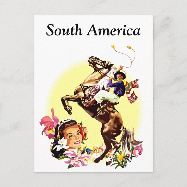 South America, vintage travel postcard (Front)