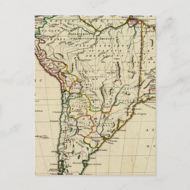 South America with boundaries outlined Postcard (Front)