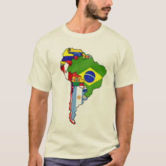 South American flags of South America Map T-Shirt