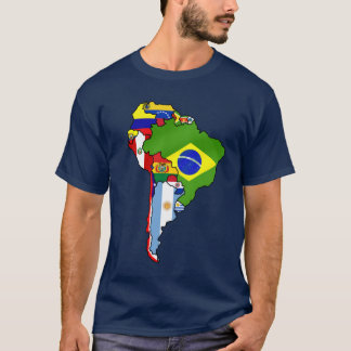 South American flags of South America Map T-Shirt