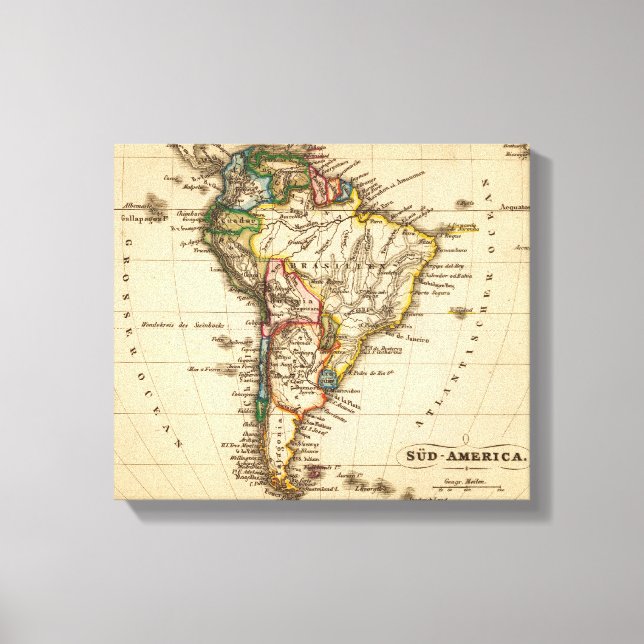 South American Map Canvas Print (Front)