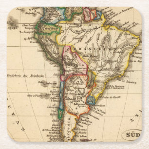 South American Map Square Paper Coaster