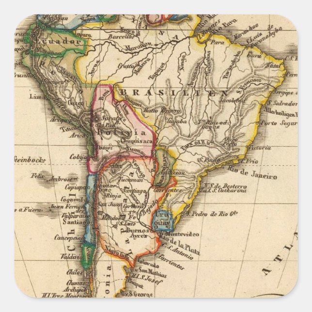 South American Map Square Sticker (Front)
