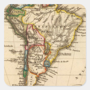 South American Map Square Sticker