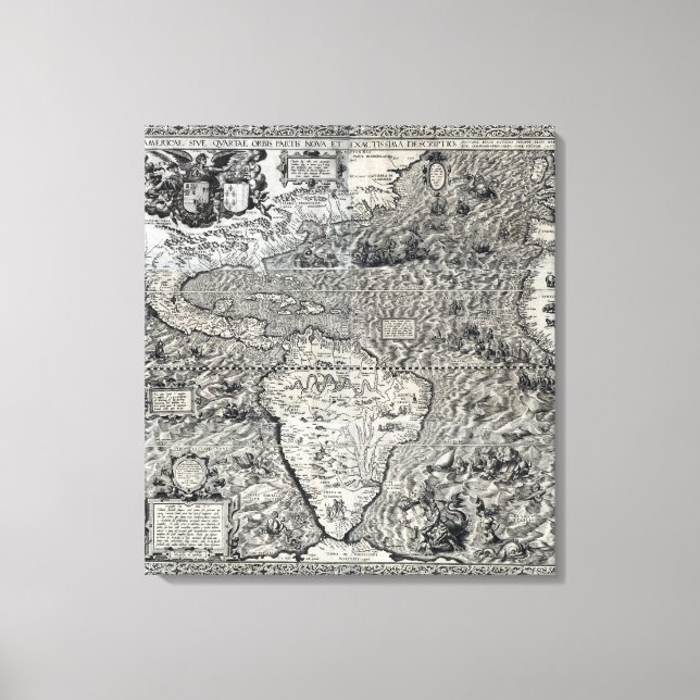 South and Part of North America - Panoramic Canvas Print (Front)