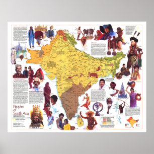 " South Asia: 1984 Peoples and Culture map ... Poster