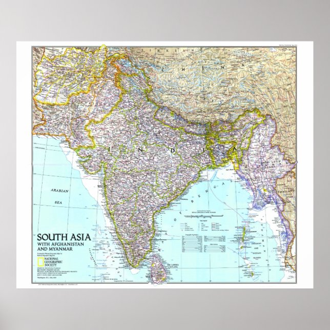 " South Asia: 1997 Detailed MAP ... Poster (Front)