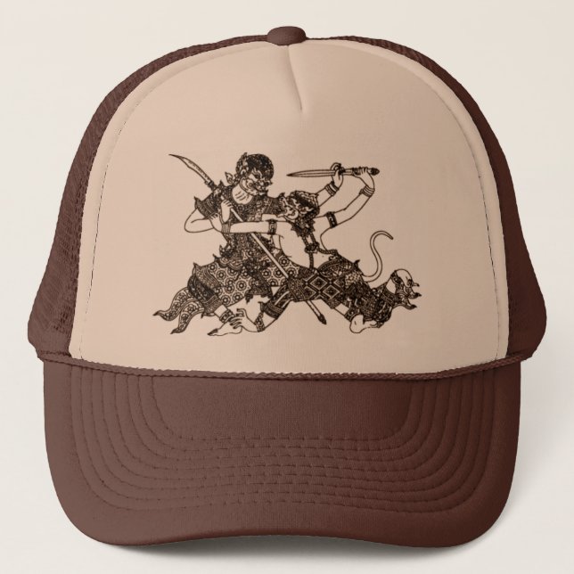 SOUTH ASIA ART FIGHTING HANUMAN GODS TRUCKER HAT (Front)