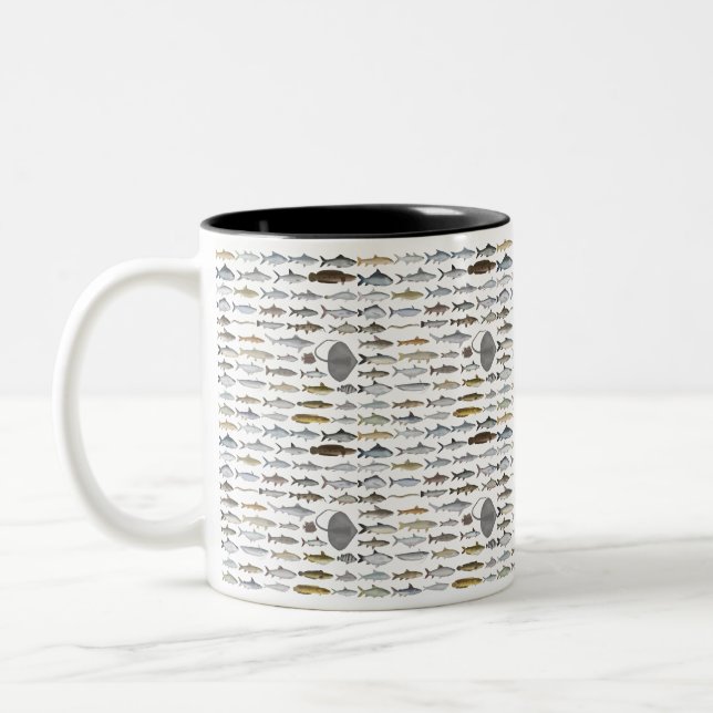 South Asia Freshwater Fish Group Two-Tone Coffee Mug (Left)