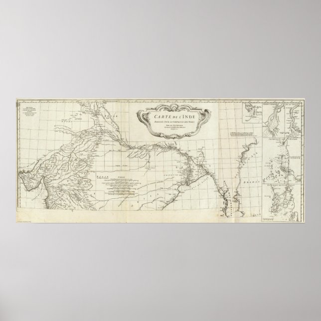 South Asian Engraved Map Poster (Front)