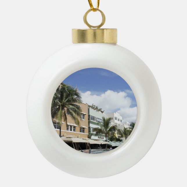 South Beach Ceramic Ball Christmas Ornament (Front)