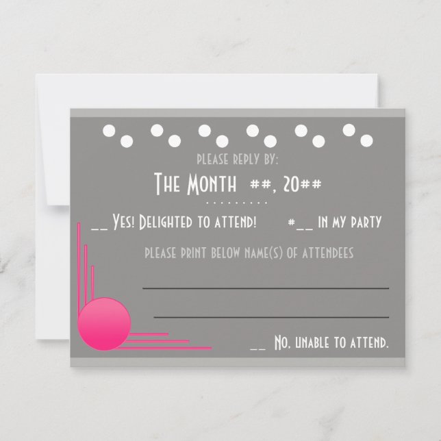 South Beach Deco Wedding (Reply) RSVP Card (Front)