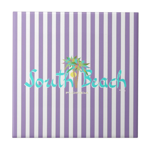 South Beach, Florida purple stripesTile Tile (Front)