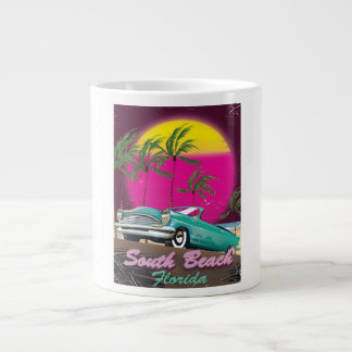 South Beach Florida vintage travel print Large Coffee Mug