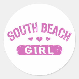 South Beach Girl Classic Round Sticker