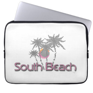 South Beach Miami Black Cool Graphic Laptop Sleeve
