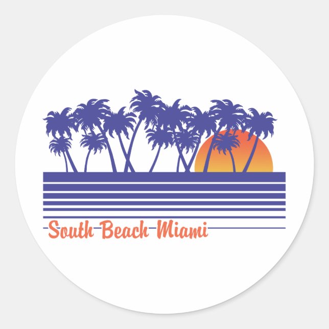 South Beach Miami Classic Round Sticker (Front)