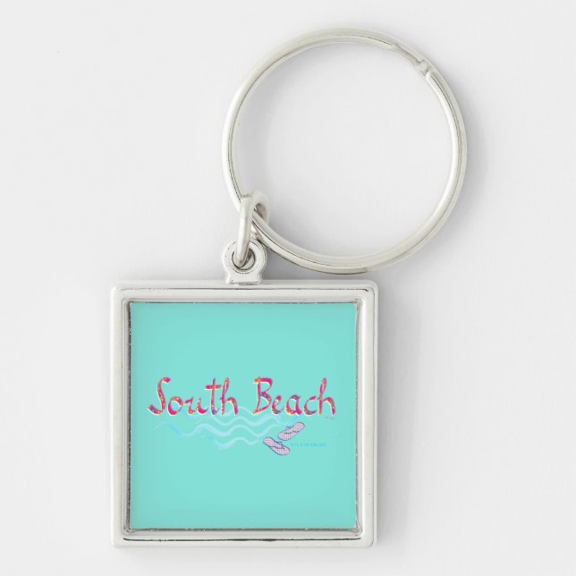 South Beach Miami Flip Flops Key Ring (Front)