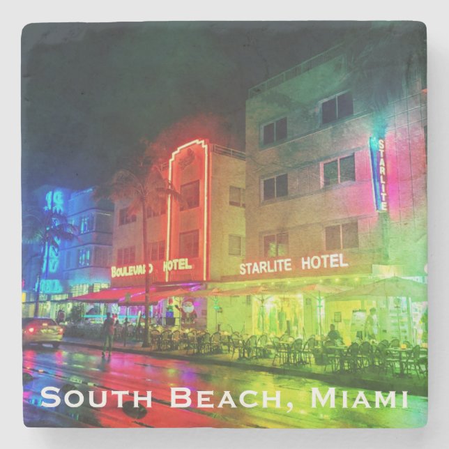 South Beach, Miami, Florida Art Deco Stone Coaster (Front)