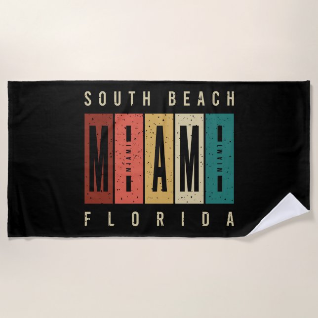 South Beach Miami Florida Beach Towel (Front)
