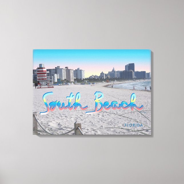 South Beach Miami, Florida City View Canvas Print (Front)