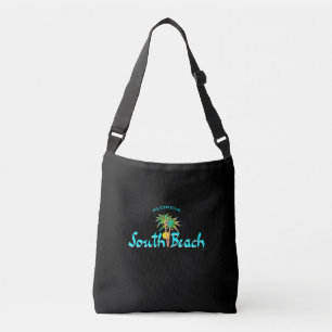 South Beach Miami, Florida, Palms,Tropical, Black Crossbody Bag